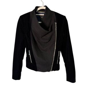 Against Nudity Black and Charcoal Wool and Velvet Jacket Size XS Minimalist Moto